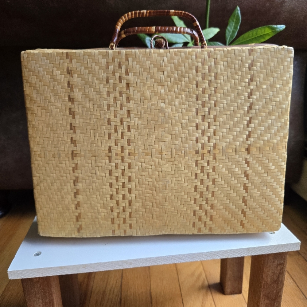 Vintage Bamboo Wicker Woven Purse